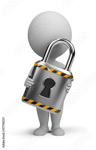Illustration: 3d small people - lock 3d small people - lock