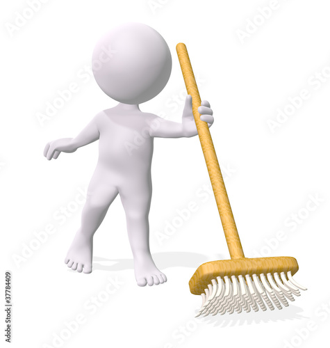 Illustration: Man holding broom Man holding broom