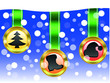 Christmas button on a snow