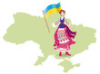 A Ukrainian girl holds a national flag A Ukrainian girl holds a national flag