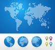 Dotted World maps and globes