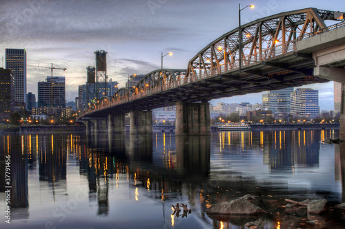 Photo: Hawthorne Bridge Across Willamette River by Portland Oregon Wate Hawthorne Bridge Across Willamette River by Portland Oregon Wate