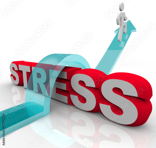 Illustration: Overcoming Stress Beating Anxiety Jumping Over Word Overcoming Stress Beating Anxiety Jumping Over Word