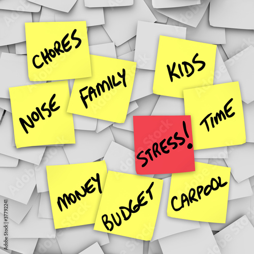 Illustration: Stress Burdens Sticky Notes Reminders for Stressful Life Stress Burdens Sticky Notes Reminders for Stressful Life