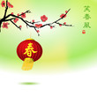 Vector: plum blossom floral background with red chinese lanterns Vector: plum blossom floral background with red chinese lanterns