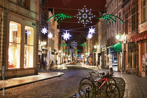 Photo: Street with christmas decoration at night Street with christmas decoration at night