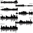Vektor: Detailed vector silhouettes of Australian cities Detailed vector silhouettes of Australian cities