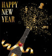 Diamond champagne bottle uncorked in New Year Diamond champagne bottle uncorked in New Year