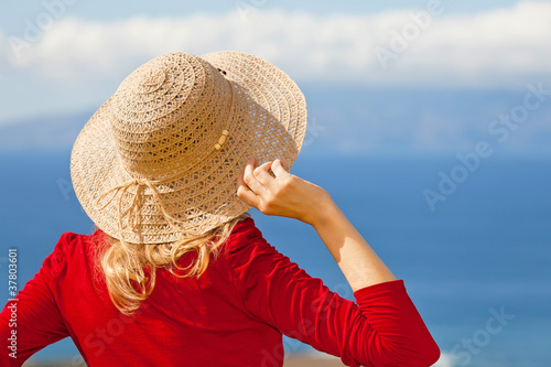 Photo: lady in red with hat 2 lady in red with hat 2