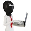 3d man hacker with laptop