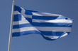 Greek flag in blue sky Greek flag in blue sky