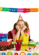 Sad girl on birthday party Sad girl on birthday party