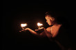 Fire Dance on the Beach at Night