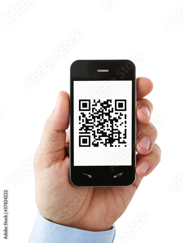 Photo: QR code on the smart phone QR code on the smart phone