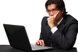 Handsome businessman is paying attention to a meeting isolated