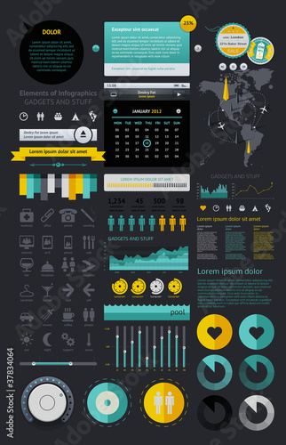Vector: Elements of Infographics with buttons and menus Elements of Infographics with buttons and menus