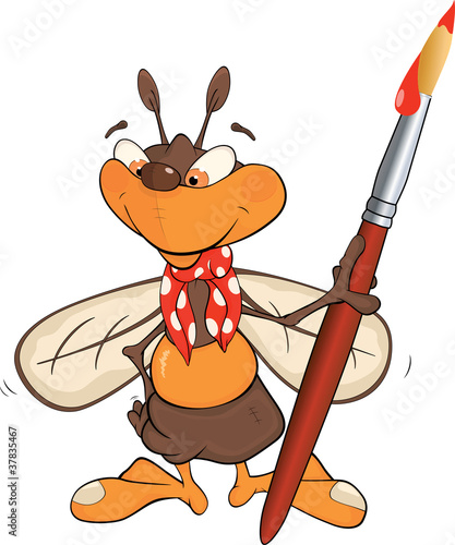 Vector: Bee the artist. Cartoon Bee the artist. Cartoon