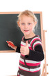 Kind an Schreibtafel