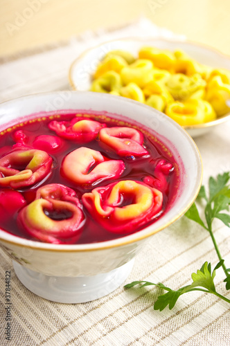 Photo: Traditional christmas borscht with dumplings Traditional christmas borscht with dumplings