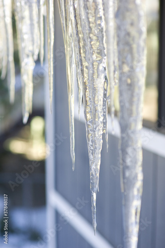 Photo: Icicles hanging off eaves Icicles hanging off eaves