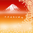 Fuji Mt. with Cherry flowers, vector image