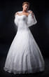 Spectacular pretty bride blonde in nuptial white dress