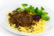 Reh - Ragout mit Spätzle,Sahne,Preiselbeeren,Feldsalat