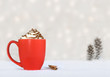 hot chocolate in a red mug - winter treat