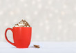 hot chocolate in a red mug - winter treat