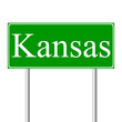 Kansas green road sign