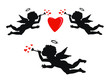 Musician angels and angel on a swing in the shape of a heart
