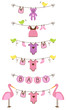 Vector Set of Baby Themed Clotheslines
