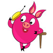 Vektor: cartoon pig speaking cell phone.vector animal image cartoon pig speaking cell phone.vector animal image