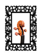 Violino, strumento musicale in cornice nera.
