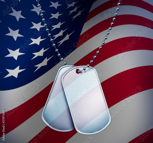 Illustration: Dog Tags with An American Flag Dog Tags with An American Flag