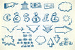 Vektor: Hand-drawn currency illustration set Hand-drawn currency illustration set