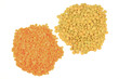 Piles red peeled and green unpeeled Lentils. Piles red peeled and green unpeeled Lentils.