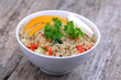 Photo: Bowl of quinoa salad with feta cheese and vegetables Bowl of quinoa salad with feta cheese and vegetables