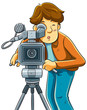 Cameraman Shoot The Cinema with Movie Camera Cameraman Shoot The Cinema with Movie Camera