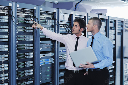 Photo: it enineers in network server room it enineers in network server room