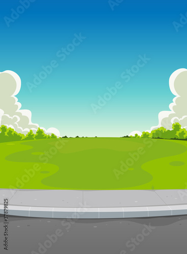 Vector: Pavement And Green Park Background Pavement And Green Park Background