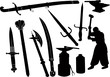 The weapon a sword, an axe, a dagger, a knife is isolated