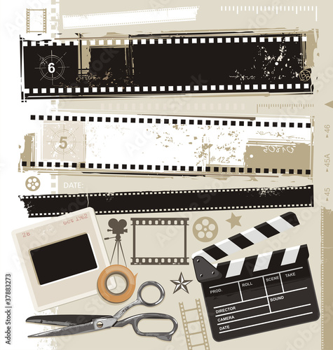 Vector: Grungy film and movie design elements Grungy film and movie design elements