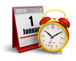 Illustration: Desktop calendar and alarm clock Desktop calendar and alarm clock