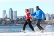 Winter couple fun on snowshoe in Montreal