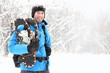 Winter snowshoeing man