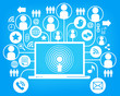 laptop social network blue