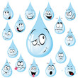 water drop cartoon with many expressions