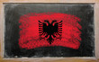 flag of Albania on blackboard painted with chalk