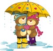 Bears in love with umbrella